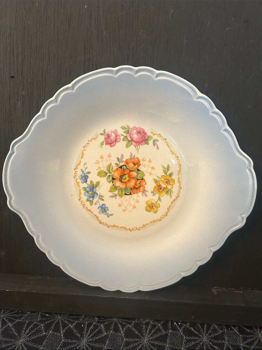 Dresden Chintz Royal Hand Decorated Dessert Plate Multicolor Flower Motif Ohio